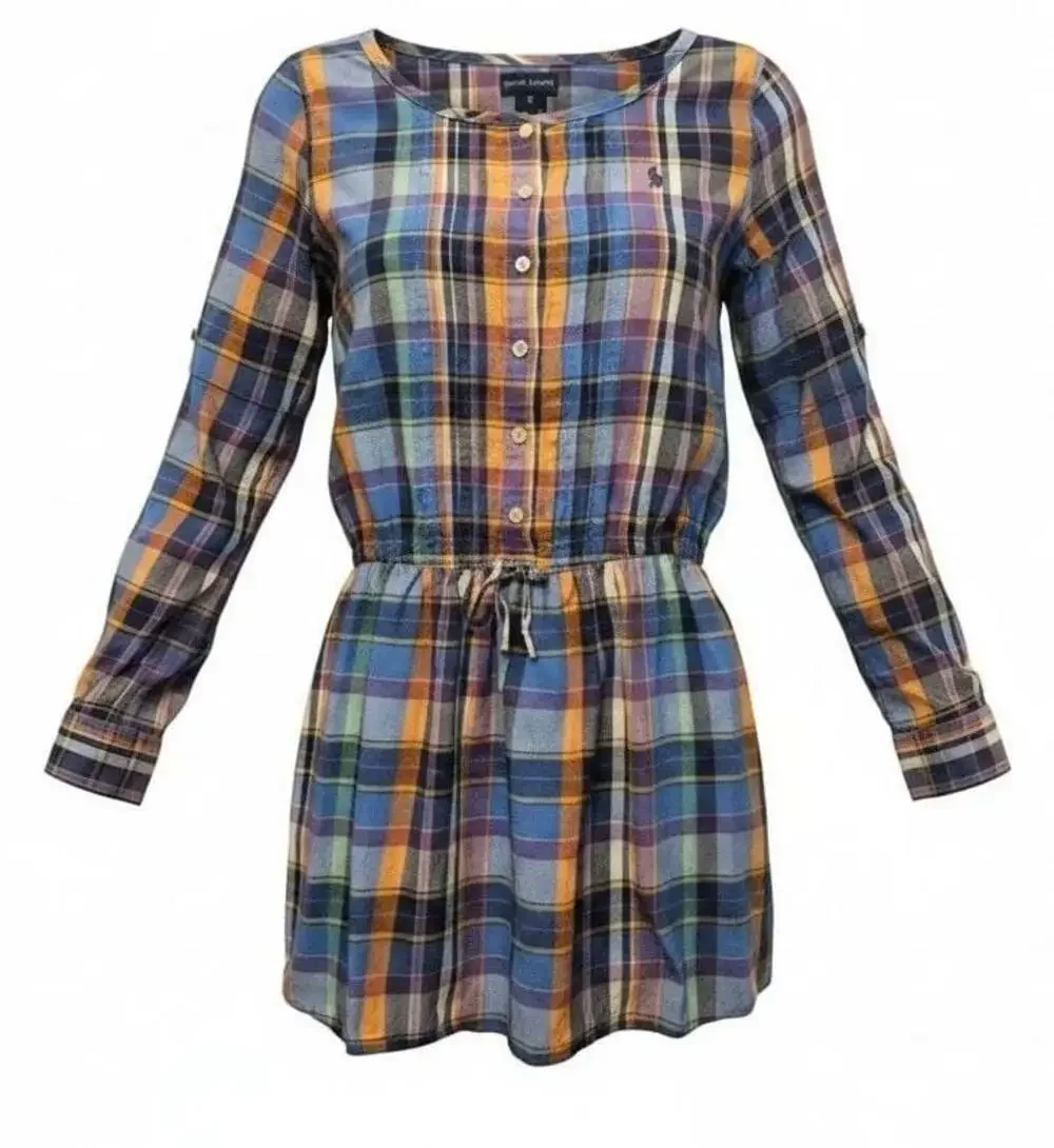 Ralph Lauren Girls Plaid Long Sleeve Button Front Dress  Size 10
